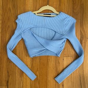 Blue wrap copped top
